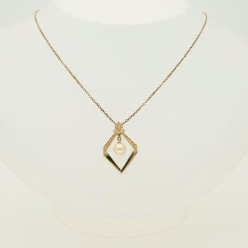 Ketting met hanger - 14 karaat Geel goud Parel