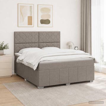 vidaXL Boxspringbed met matras met hoofdeinde Taupe 160 x, Verzenden, Nieuw, Tweepersoons