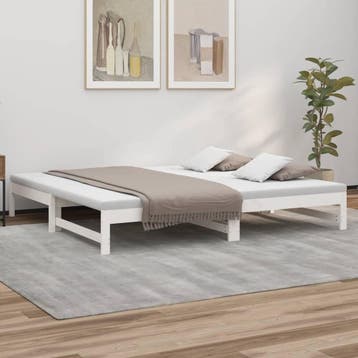 vidaXL Slaapbank uitschuifbaar 2x(100x200) cm massief, Huis en Inrichting, Slaapkamer | Bedden, 100 cm, Eenpersoons, Verzenden
