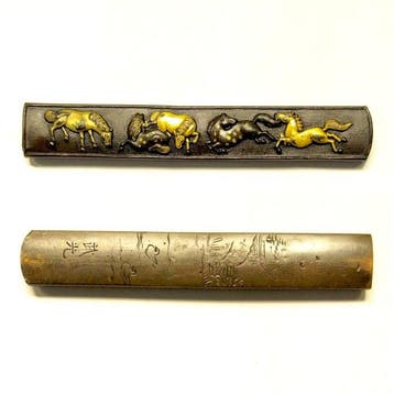 Zwaardbevestiging - Edo Period Shakud Kozuka signed, Antiek en Kunst