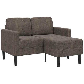 vidaXL 2-zitsbank met chaise longue, L-vormig, donkergrijs,, Verzenden, Nieuw, Tweepersoons, Leer