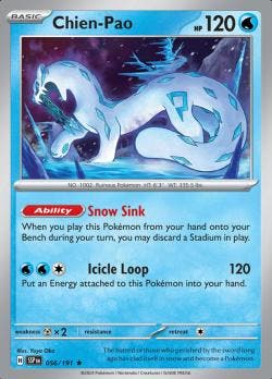 Chien-Pao 056/191 holo surging sparks, Ophalen of Verzenden, Nieuw, Losse kaart, Foil