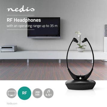 Nedis Draadloze TV-Koptelefoon - RF, frequentie 868 MHz - In, Verzenden, Zo goed als nieuw