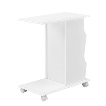 Bijzettafel op wielen met remmen 53x30x63 cm MDF wit, Verzenden, Nieuw