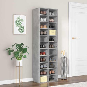 vidaXL Schoenenkast 54x34x183 cm bewerkt hout betongrijs, Huis en Inrichting, Verzenden, Nieuw