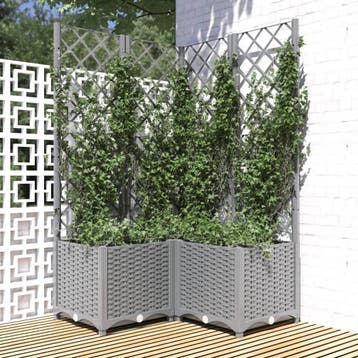 vidaXL Plantenbak met latwerk 80x80x136 cm polypropeen, Verzenden, Nieuw, 60 tot 100 cm, 60 cm of meer