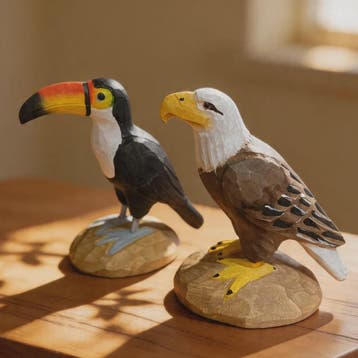 Handgesneden Houten Vogel Beeldjes: Toekan, Adelaar & Meer -, Dieren en Toebehoren, Verzenden, Nieuw