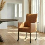 Leren eetkamerstoel Spark - Vintage Cognac (cognac) - Poten, Ophalen of Verzenden, Nieuw, Leer, Industrieel, Modern