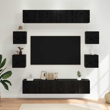 vidaXL Tv-meubelset 8 st 80 x 30 x 30 cm Zwart eiken, Minder dan 50 cm, Verzenden, Nieuw, Minder dan 100 cm