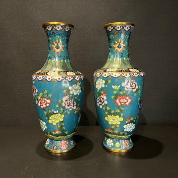 Vaas - cloisonne, Emaille - China - Qing Dynastie