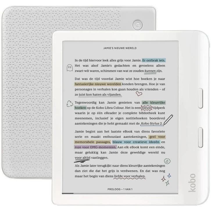 Kobo Libra Colour - E-Reader - 7 inch - 32GB - Wit (In doos), Computers en Software, E-readers, Zo goed als nieuw, Verzenden