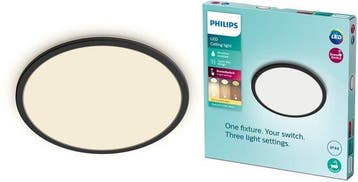 Philips SuperSlim badkamer plafondlamp - zwart - rond - 18, Verzenden, Nieuw