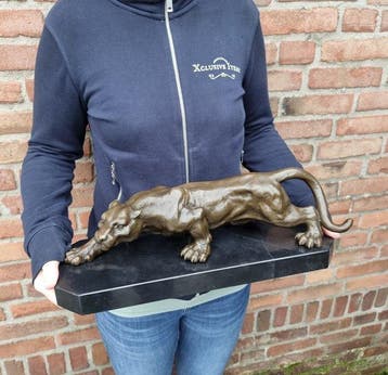 Beeld, XL Bronze Panther - 13.5 cm - Marmer, Brons - 2026, Antiek en Kunst