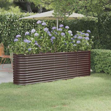 vidaXL Plantenbak 224x40x68 cm gegalvaniseerd staal bruin, Tuin en Terras, 100 cm of meer, Verzenden, Nieuw, Metaal
