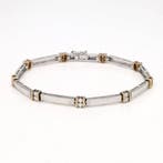 Armband - 14 karaat Witgoud, Geel goud Diamant (Natuurlijk), Sieraden, Tassen en Uiterlijk, Armbanden, Nieuw