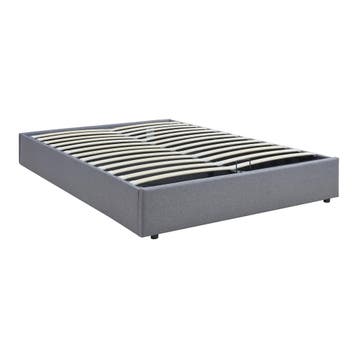 Tweepersoonsbed Nola met bedbodem linnen 200x140 cm grijs [e, Verzenden, Nieuw