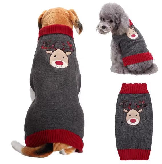 Honden Kersttrui Grijs Rudolf (Kerstmis), Dieren en Toebehoren, Hondenkleding, Hondenvest, Nieuw, Ophalen of Verzenden