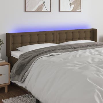 vidaXL Hoofdbord LED 203x16x78/88 cm stof donkerbruin, Verzenden, Nieuw, Bruin, Stof