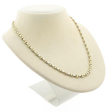 Bicolor gouden fantasie schakelketting, Ophalen of Verzenden, Gebruikt, Overige kleuren, Goud