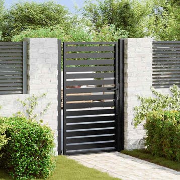 vidaXL Tuinpoort afsluitbaar 100x150 cm aluminium zwart, Verzenden, Nieuw