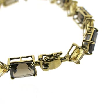 8 karaat armband met citrien en rookkwarts (Schakelarmband), Gebruikt, Geel, Ophalen of Verzenden, Met edelsteen