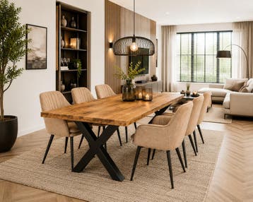Milan Deal 200cm + 6x Vermont light brown, Huis en Inrichting, Stoelen, Ophalen of Verzenden, Nieuw
