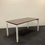 bureau 160x80 cm, hoogte verstelbaar - 4 poot, wit - bruin, Ophalen of Verzenden, In hoogte verstelbaar, Gebruikt