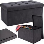Ruhhy Opbergpoef – Luxe Grijs Fluweel – 76x38x38 cm –, Ophalen of Verzenden, Nieuw
