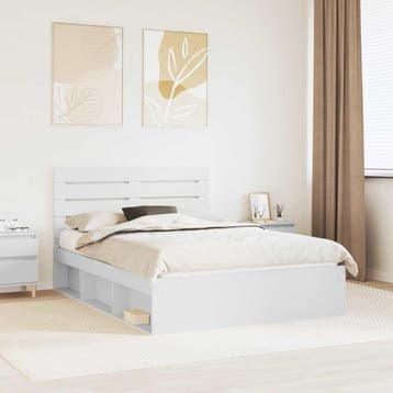 vidaXL Bedframe met hoofdeinde Wit 160 x 200 cm Massief, Verzenden, Nieuw, Wit, Hout