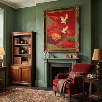 Paneel - AA209 - Paneel van decoratieve stof “Reigers en