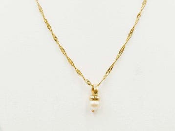 Ketting met hanger - 18 karaat Geel goud Parel