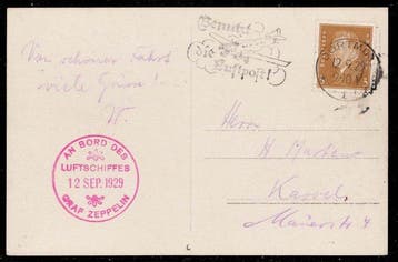 Duitse Rijk - Luchtschip Graf Zeppelin 12-9-1929,, Gestempeld