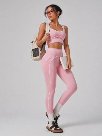 Dames Yoga Set: Seamless Crop Top & Hoge Taille Legging - 2-, Verzenden, Nieuw