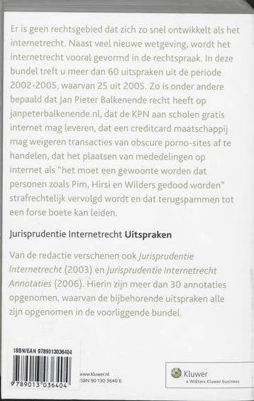 Jurisprudentie Internetrecht Uitspraken 9789013036404, Boeken, Verzenden, Gelezen