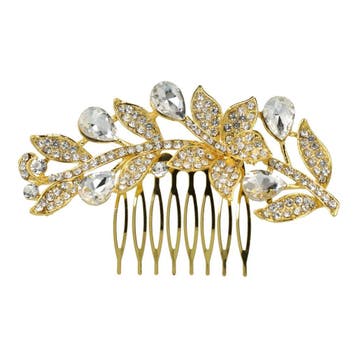 Haarspeld Sierkam Opsteekkam 10cm - Bloem Bladvorm - Strass, Nieuw