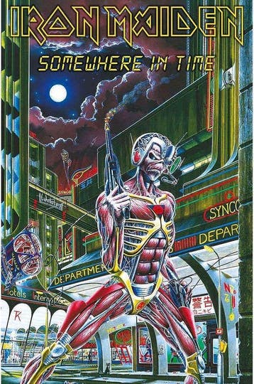 Iron Maiden Somwhere in Time Textielposter off. merchandise, Verzamelen, Ophalen of Verzenden, Nieuw, Poster, Artwork of Schilderij