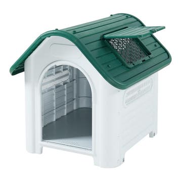 Hondenhok Bello met dakluik kunststof wit en groen 87x72x75, Dieren en Toebehoren, Verzenden, Nieuw