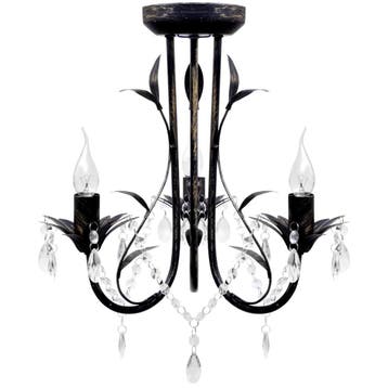 vidaXL Kroonluchter art nouveau metaal kristallen kralen 3, Huis en Inrichting, Lampen | Kroonluchters, Verzenden, Nieuw