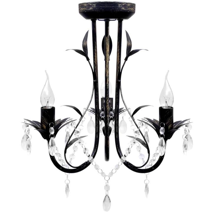 vidaXL Kroonluchter art nouveau metaal kristallen kralen 3, Huis en Inrichting, Lampen | Kroonluchters, Nieuw, Verzenden