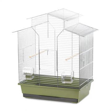 Vogelkooi Duvo Iza 2 Olijfgroen/Chroom – Binnenkooi voor.., Verzenden, Nieuw, Metaal, Vogelkooi