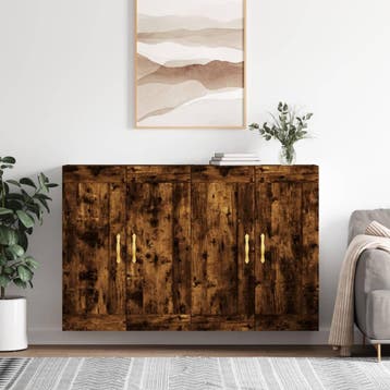 vidaXL Hangkasten 2 st bewerkt hout gerookt eikenkleurig, Verzenden, Nieuw, 50 tot 100 cm, Minder dan 100 cm