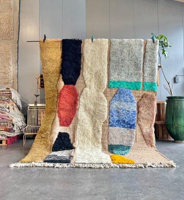 Handgeweven Marokkaans M’rirt Tapijt – Abstract Artistiek, Nieuw