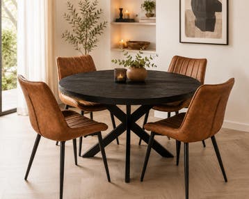 Oscar Deal 120cm black + 4x Arizona cognac, Ophalen of Verzenden, Nieuw