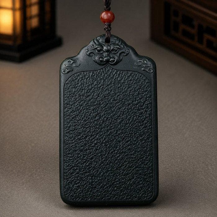 NGTC-gecertificeerde zwart-groene Hetian-nephrietjade-hanger, Verzamelen, Mineralen en Fossielen
