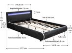 Juskys Sevilla - Gestoffeerd bed - 140 x 200 cm - LED, Verzenden, Nieuw