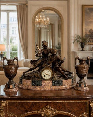 Figurale pendule (3) - No Reserve Price - Zinklegering,, Antiek en Kunst, Antiek | Klokken