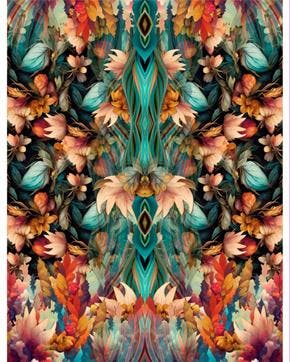 Tricot Paneel Fantasy Leaves, Hobby en Vrije tijd, Stoffen en Lappen, Nieuw, Overige kleuren