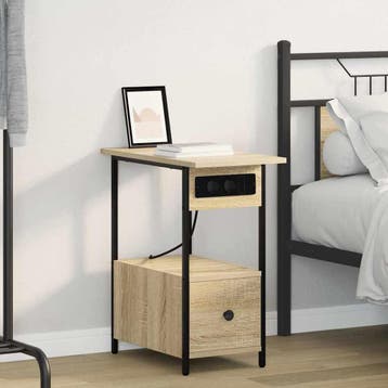 vidaXL Nachtkastje Sonoma Eiken 60 x 30 x 61 cm Bewerkt hout, Minder dan 45 cm, Verzenden, Nieuw, 55 tot 70 cm