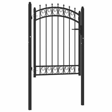 vidaXL Poort met speerpunten 100x125 cm staal zwart, Verzenden, Nieuw