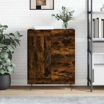 vidaXL Dressoir 69,5x34x90 cm bewerkt hout gerookt, Verzenden, Nieuw, Overige houtsoorten, Minder dan 50 cm